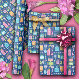 Papel De Regalo 40.º cumpleaños Gorra de globos de pastelería flor