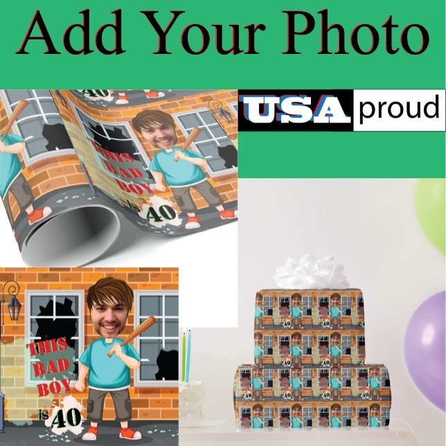 Papel De Regalo 40.º cumpleaños masculino 🎁 divertido retrato de  (Subido por el creador)