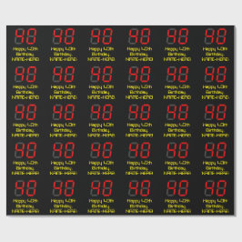 Papel De Regalo 40.º cumpleaños: Red Digital Clock Style "40" + No