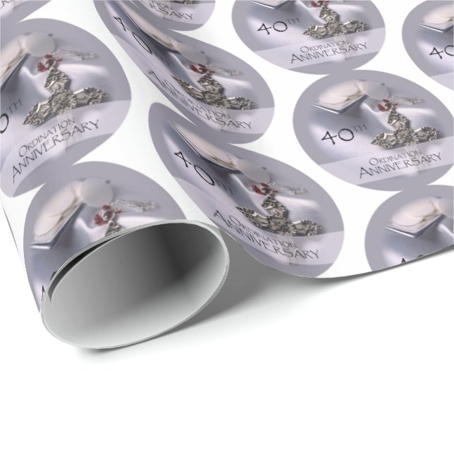 Papel De Regalo 40° Aniversario de la Ordenación Felicitaciones, a (Esquina del rollo)