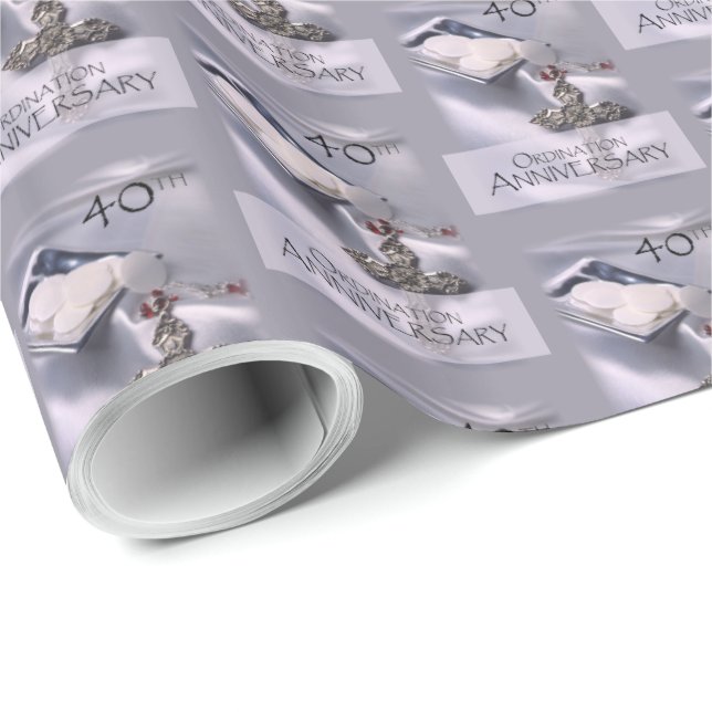 Papel De Regalo 40° Aniversario de la Ordenación Felicitaciones, a (Esquina del rollo)