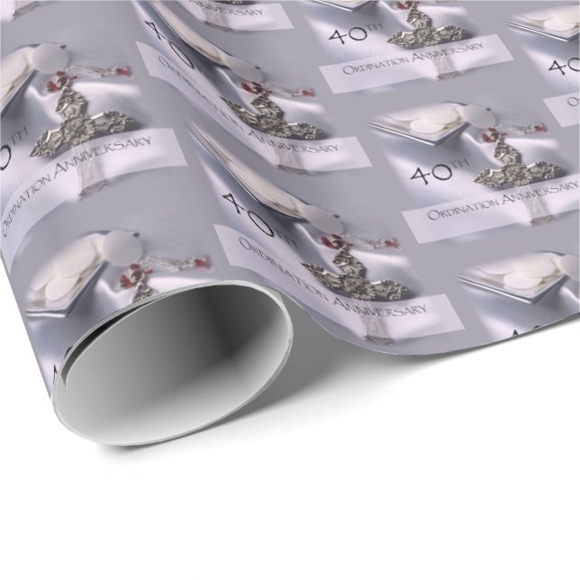 Papel De Regalo 40° Aniversario de la Ordenación Felicitaciones, a (Esquina del rollo)