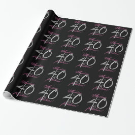 Papel De Regalo 40 y fabuloso nombre personalizado rosado en negro