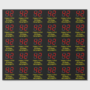 Papel De Regalo 42º cumpleaños: Red Digital Clock Style "42" + Nom