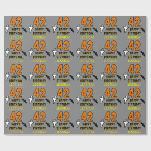 Papel De Regalo 42.º cumpleaños: Temática de Halloween espeluznant