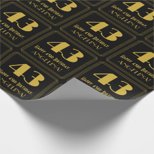 Papel De Regalo 43 Aniversario ~ Art Deco Inspirado Aspecto "43", 