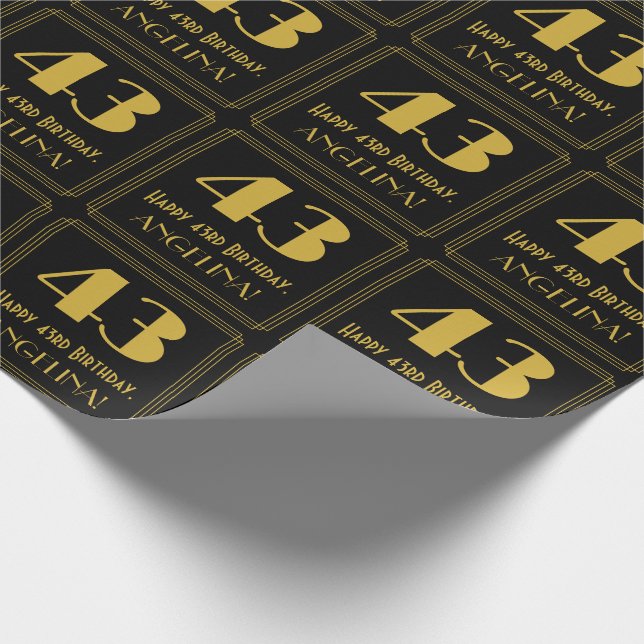 Papel De Regalo 43 Aniversario ~ Art Deco Inspirado Aspecto "43",  (Esquina)