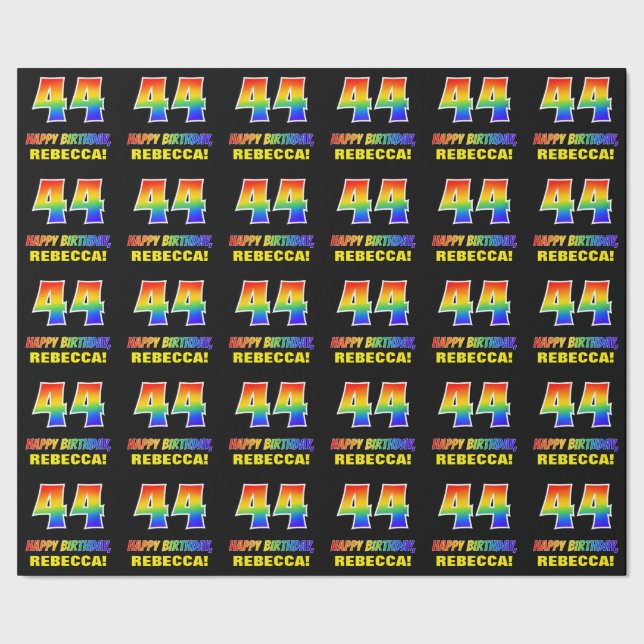Papel De Regalo 44º cumpleaños: audaz, divertido, simple, arcoiris (Costura)