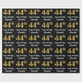 Papel De Regalo 44º cumpleaños: elegante lujoso falso oro negro #