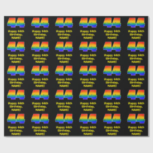 Papel De Regalo 44to cumpleaños: Inspirado en el arcoiris divertid