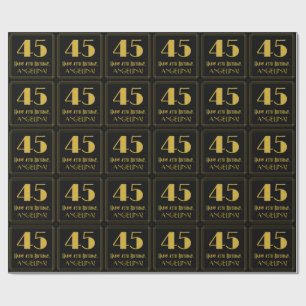 Papel De Regalo 45º cumpleaños ~ Art Deco Inspirado Aspecto "45", 