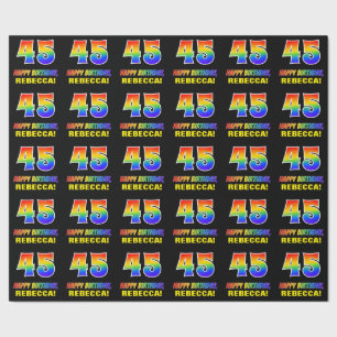 Papel De Regalo 45º cumpleaños: audaz, divertido, simple, arcoiris