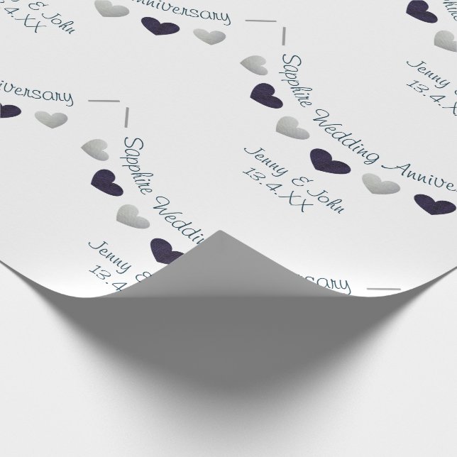 Papel De Regalo 45.ª confección de paquetes de bodas de zafiro (Esquina)