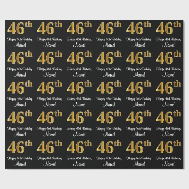 Papel De Regalo 46º cumpleaños: elegante y lujoso aspecto de Faux  (Superficie plana)