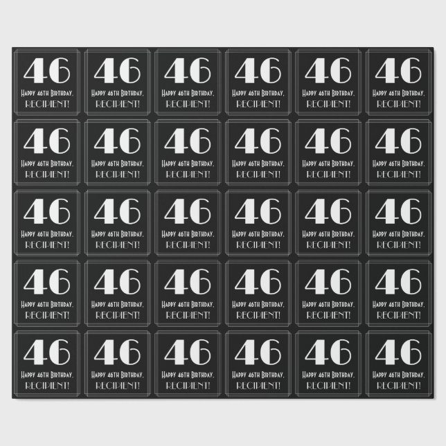 Papel De Regalo 46 Aniversario - Estilo Art Decó "46", Nombre (Costura)