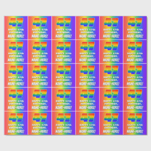 Papel De Regalo 47º cumpleaños: Colorido, divertido patrón arcoiri