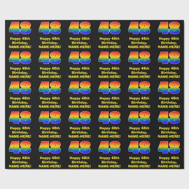 Papel De Regalo 48 Aniversario del nacimiento: Inspirado arcoiris  (Costura)