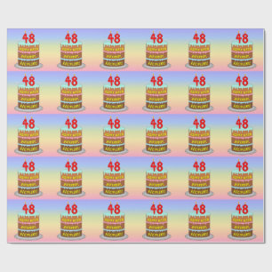 Papel De Regalo 48 Aniversario: Torta divertida y velas + nombre p