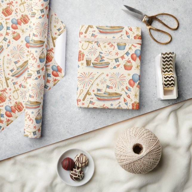 Papel De Regalo 4 de julio Día de la Independencia fiesta para los (Artesanía)