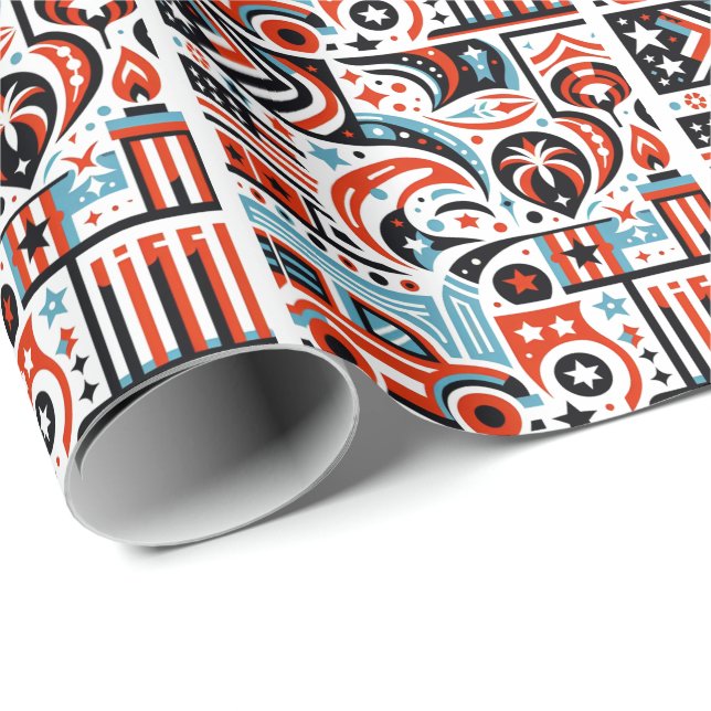 Papel De Regalo 4 de julio Patrón Generativo (Esquina del rollo)
