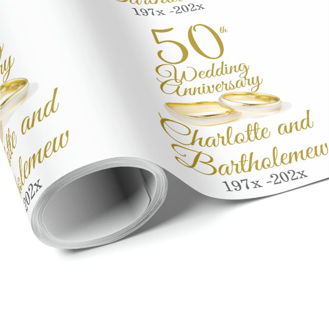 Papel De Regalo 50.º Aniversario Boda (Esquina del rollo)