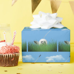 Papel De Regalo 50.º Ball de golf de cumpleaños
