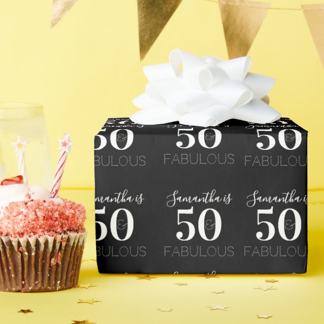 Papel De Regalo 50.º cumpleaños personalizado 50 magnífico blanco  (Fiesta de cumpleaños )