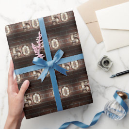 Papel De Regalo 50.º Marqués De Cumpleaños Se Ilumina En Ladrillo