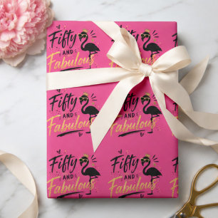 Papel De Regalo 50 and fabulous pink flamingo 50th birthday