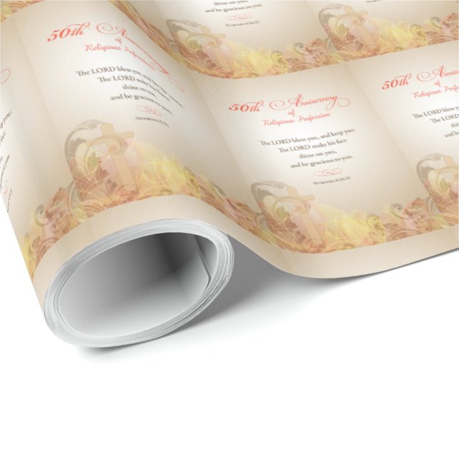 Papel De Regalo 50° Aniversario de la Profesión Religiosa, Nun (Esquina del rollo)