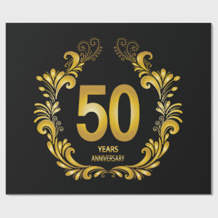 Papel De Regalo 50 años de Purpurina de oro