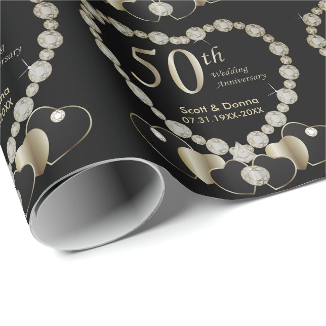Papel De Regalo 50.o Aniversario de boda de oro (Esquina del rollo)