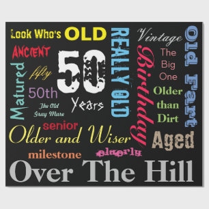 Papel De Regalo 50.o Feliz cumpleaños en un diseño grande de la
