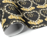 Papel De Regalo 50.os corazones elegantes del aniversario de boda<br><div class="desc">50.o papel de regalo elegante del aniversario de boda de oro. Hecho con vector de alta resolución y/o los gráficos digitales para una impresión profesional. NOTA: (ESTO ES UNA IMPRESIÓN. Todos los diseños de producto del zazzle son las "impresiones" a menos que estén indicados de otra manera bajo "sobre área...</div>