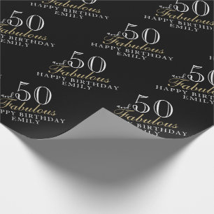Papel De Regalo 50 y fabuloso Elegante Cumpleaños 50 negro