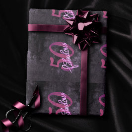 Papel De Regalo 50 y fabuloso | Grunge púrpura y rosa de ciruela