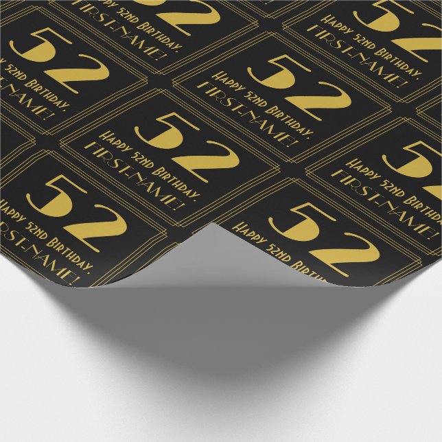 Papel De Regalo 52º cumpleaños ~ Art Deco Inspirado Aspecto "52",  (Esquina)
