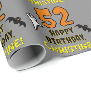 Papel De Regalo 52.º cumpleaños: Temática de Halloween espeluznant
