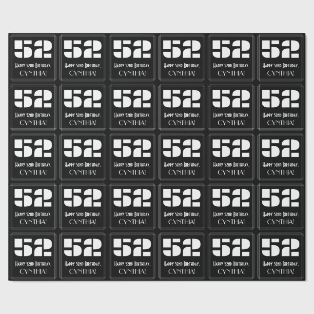 Papel De Regalo 52° cumpleaños: Aspecto inspirado en el Art Deco " (Costura)