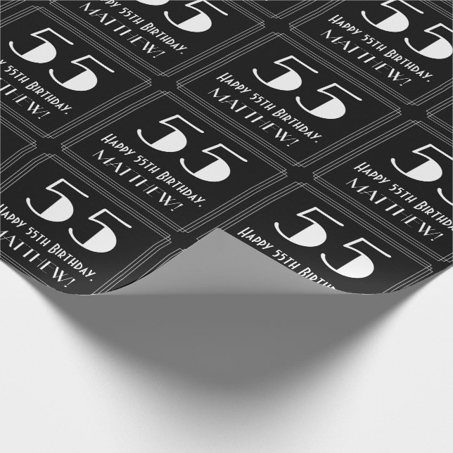 Papel De Regalo 55º cumpleaños - Aspecto inspirado en el Art Deco  (Esquina)