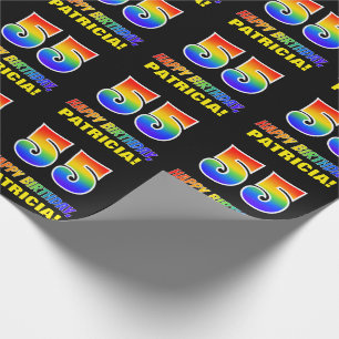 Papel De Regalo 55º cumpleaños: audaz, divertido, simple, arcoiris