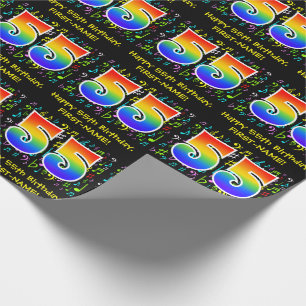 Papel De Regalo 55º cumpleaños: Símbolos musicales coloridos, arco