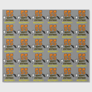 Papel De Regalo 55º cumpleaños: Temática de Halloween espeluznante