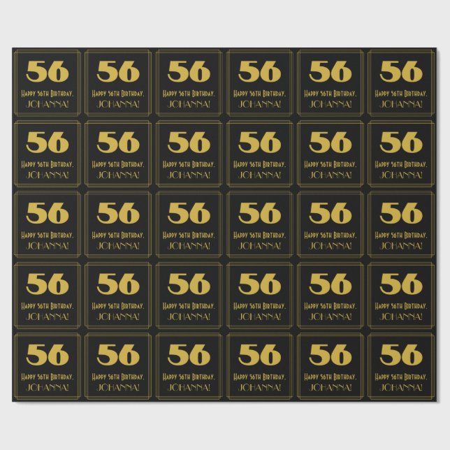 Papel De Regalo 56º cumpleaños - Aspecto inspirado en el Art Deco  (Superficie plana)