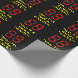 Papel De Regalo 59º cumpleaños: Red Digital Clock Style "59" + Nom