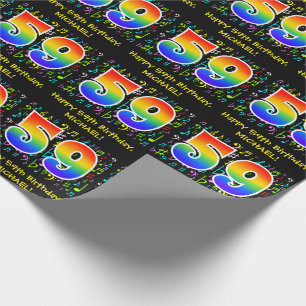 Papel De Regalo 59º cumpleaños: Símbolos musicales coloridos, arco