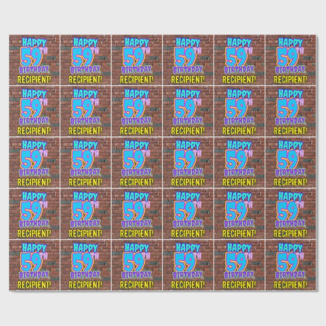 Papel De Regalo 59° cumpleaños: Diversión, graffiti urbano inspira (Superficie plana)