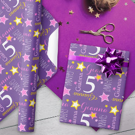 Papel De Regalo 5.ª estrella de cumpleaños nombre personalizado co