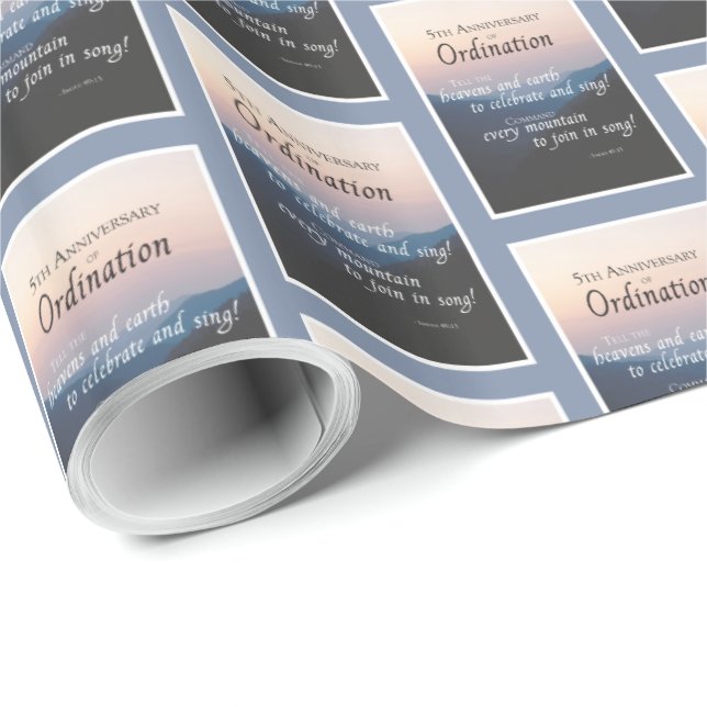 Papel De Regalo 5.º Aniversario de la Ordenación Felicitaciones (Esquina del rollo)