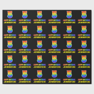 Papel De Regalo 5.º cumpleaños: audaz, divertido, simple, arcoiris